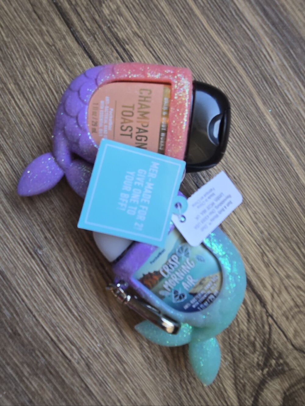 BBW Mermaid Glitter Pocketbac Holder Purple Teal Keychain + Free Hand Sanitizer - Picture 5 of 6